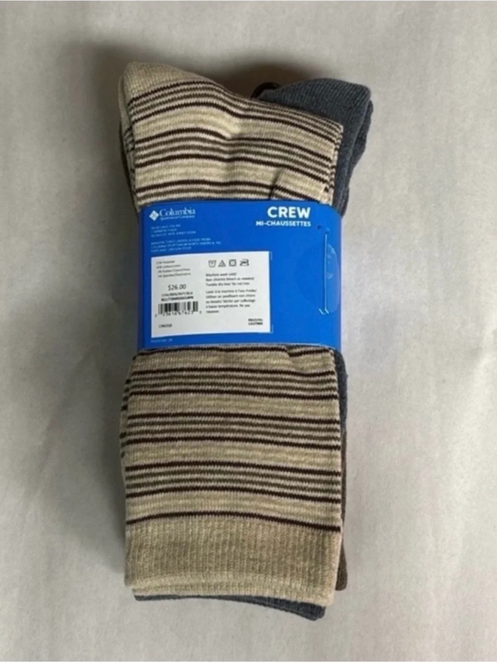 New Columbia Socks Men’s 4 Pair Multicolor Striped Crew Socks Activewear Casual